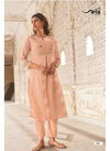 Peach Colour Jansi Saanjh Linen Cotton With Embroidery Kurti With Bottom J-54